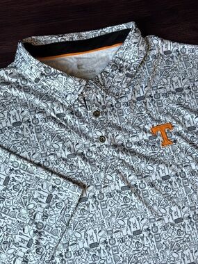 Tennessee Vols Polo Men's 4XT  White All Over Print Football Colosseum 4XL Tall